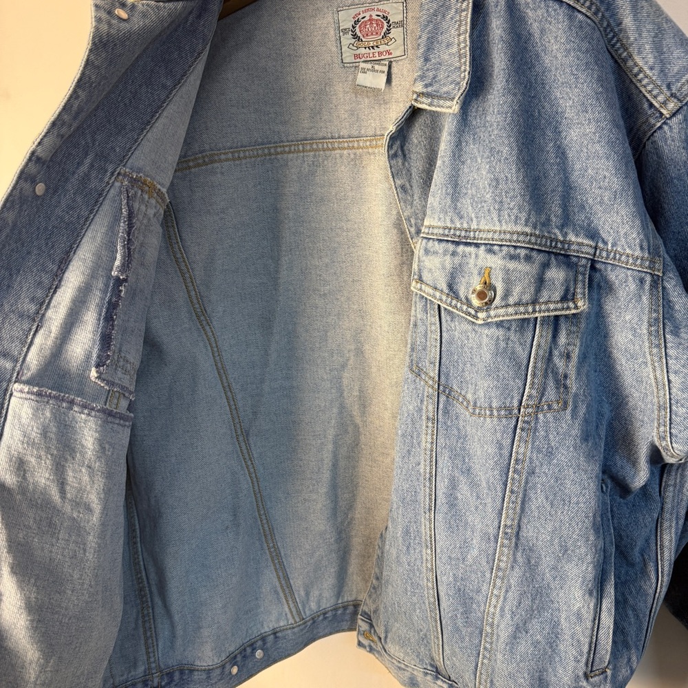 Vintage Bugle Boy Light Blue Denim Trucker Jacket Y2K 90’s Biker 100% Cotton - Picture 2 of 13